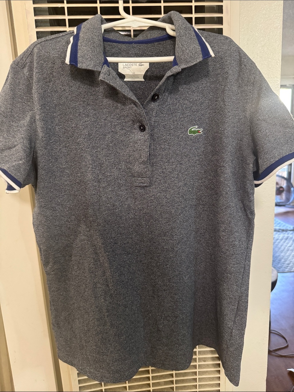 Lacoste Grey Heather Polo with Blue Trim